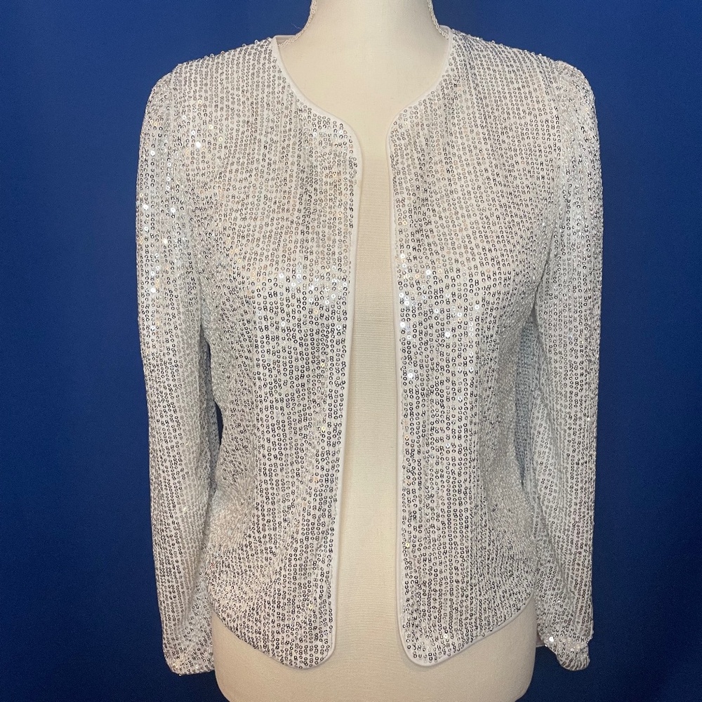 White & Silver Sequin Jacket -Medium